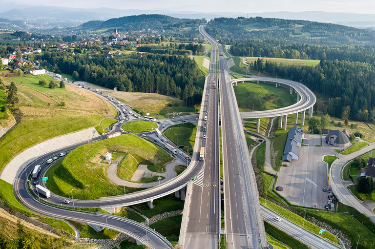 ślimaki autostrady z lotu ptaka